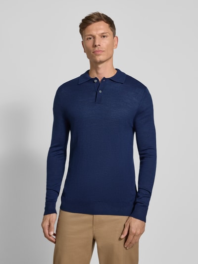 Christian Berg Men Slim fit gebreide pullover van wolmix Donkerblauw gemêleerd - 4