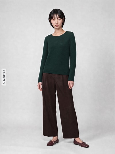 VERO MODA sweter w kroju regular fit z czystej bawełny model 'CARE' Ciemnozielony 1