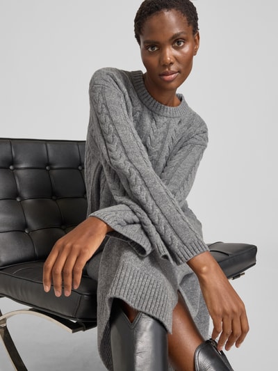 MOS MOSH Wollen pullover met kabelpatroon, model 'Bryndis' Donkergrijs - 3