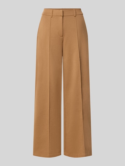 Produktfoto, Wide Fit Hose mit Viskose-Anteil Modell 'Kate' von ICHI, braun, Ziernähte, Gesäßtaschen, elastischer Material-Mix