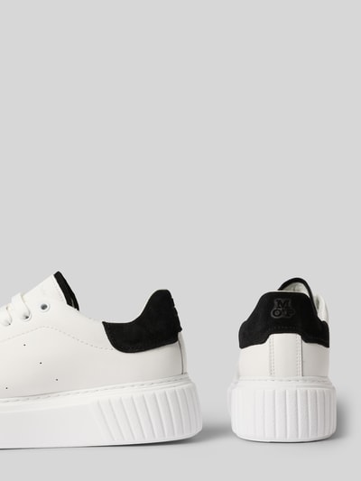 Produktfoto, Low Top Sneaker aus echtem Leder Modell 'SVEA 9A' von Marc O'Polo, unifarben, abgerundete Schuhspitze, Glattleder, Kontrastdetails, strukturierte Sohle