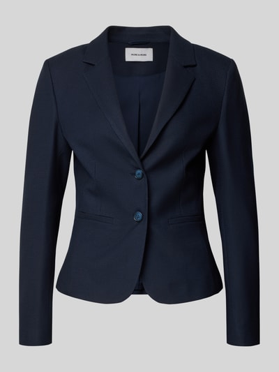 Produktfoto, Slim Fit Blazer mit Reverskragen von More & More in Dunkelblau, Material-Mix mit Viskose-Anteil, Knopfverschluss, Paspeltaschen