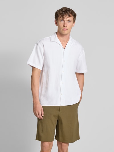 Jack & Jones Premium Regular Fit Freizeithemd aus Baumwoll-Mix mit Leinen-Anteil Modell 'MONTANA' Weiss 4