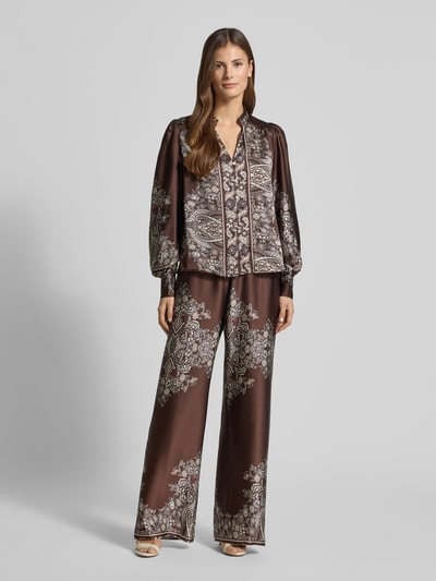 Neo Noir Relaxed Fit Bluse mit Allover-Paisley-Print Modell 'Massima' Dunkelbraun 1