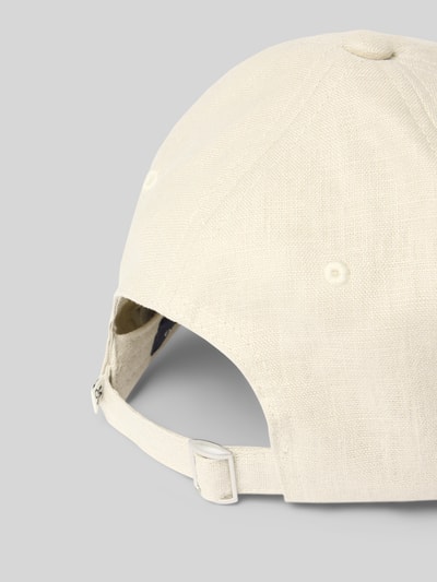 Produktfoto, Basecap aus reinem Leinen von Marc O'Polo in Unifarbe, Logo-Stitching, verstellbarer Riegel, sichtbare Flammgarn-Textur