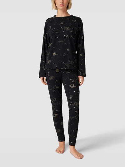 Jake*s Casual Pyjama-Oberteil mit Allover-Print Black 1