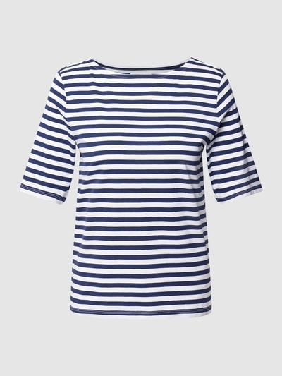 Fynch-Hatton T-shirt met streepmotief, model 'Boat Neck' Wit - 2