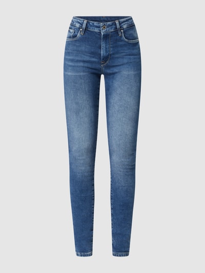 Pepe Jeans Jeansy z wysokim stanem o kroju skinny fit z dodatkiem streczu model ‘Regent’ Jeansowy niebieski 2