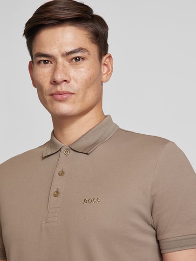 BOSS Green Koszulka polo o kroju regular fit z wyhaftowanym logo model ‘PADDY’ Beżowy 3