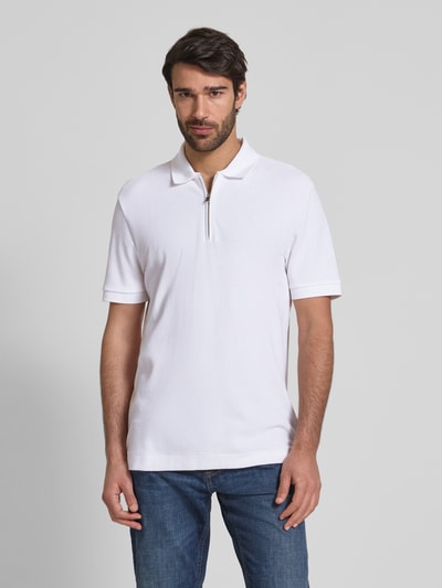 BOSS Koszulka polo o kroju regular fit z zamkiem błyskawicznym model ‘Paras’ Biały 4