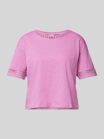 Jake*s Casual T-Shirt mit Häkelspitze Pink 2