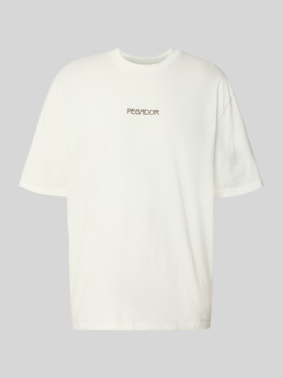 Produktfoto, Oversized T-Shirt aus Baumwolle Modell 'Stavoren' von Pegador in Weiß, Rundhalsausschnitt, Halbarm, Label-Detail, strukturierte Oberfläche