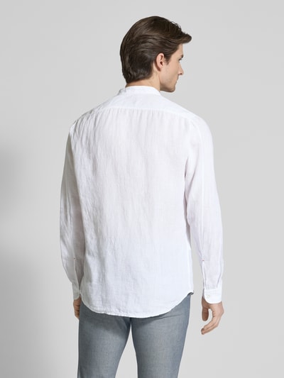 BOSS Orange Regular Fit Leinenhemd mit Stehkragen Modell 'Race' Weiss 5