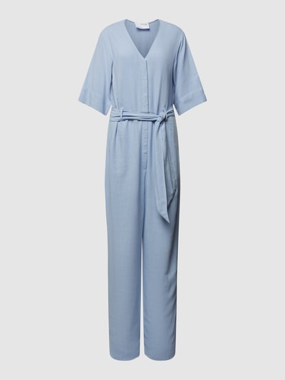 Selected Femme Jumpsuit mit V-Ausschnitt Modell 'VIVA' Bleu 2