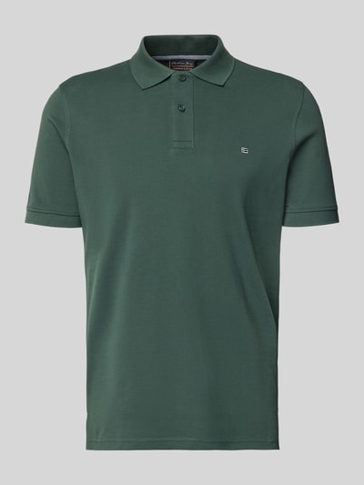 Produktfoto, Regular Fit Poloshirt mit Stitching von Christian Berg Men aus Reine Baumwolle, grün, kurze Ärmel, Knopfleiste, Rückenlänge 64 cm bei Größe M