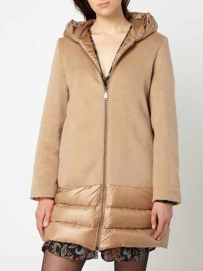 SEVENTY Wollmantel mit Kontrasteinsätzen und Wattierung Camel 4