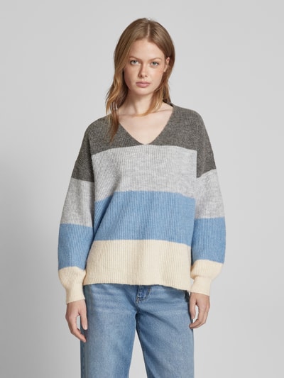 Vero Moda Loose fit gebreide pullover met wol, model 'DESMA' Lichtgrijs gemêleerd - 4