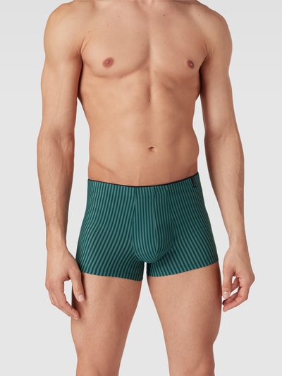 Schiesser Trunks mit Streifenmuster Modell 'Long Life Soft' Gruen 1