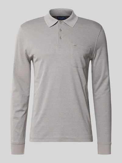 Christian Berg Men Regular fit poloshirt in design met lange mouwen Middengrijs - 2