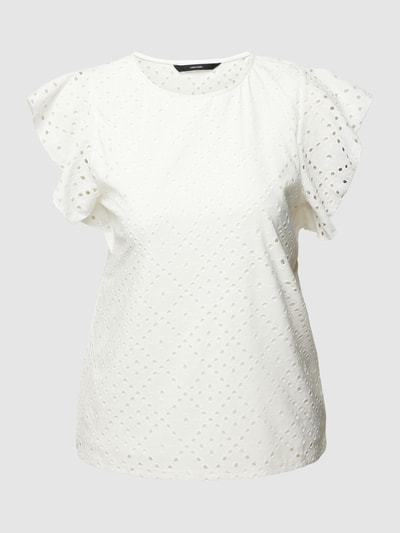 Vero Moda T-Shirt mit Lochstickerei Modell 'TASSA' Weiß 2