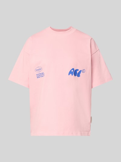 ANOTHER COTTON LAB Oversized T-Shirt mit Label-Print Modell 'Oyster and Champange' Rosa 2