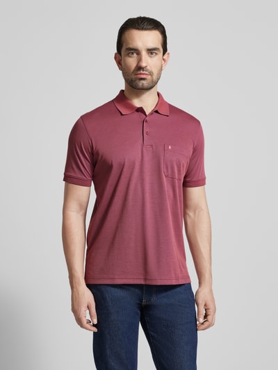 RAGMAN Relaxed Fit Poloshirt aus Baumwoll-Mix Aubergine 4