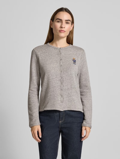 Polo Ralph Lauren Regular Fit Jacke in Strick-Optik mit Logo-Stitching Dunkelgrau 4