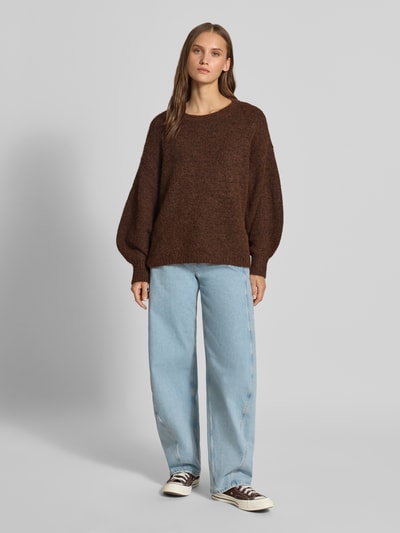 ONLY Regular Fit Pullover mit Woll-Anteil Modell 'NELLIE' Schoko 1