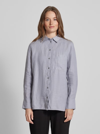 Marc O'Polo Overhemdblouse met overhemdkraag Rookblauw - 4