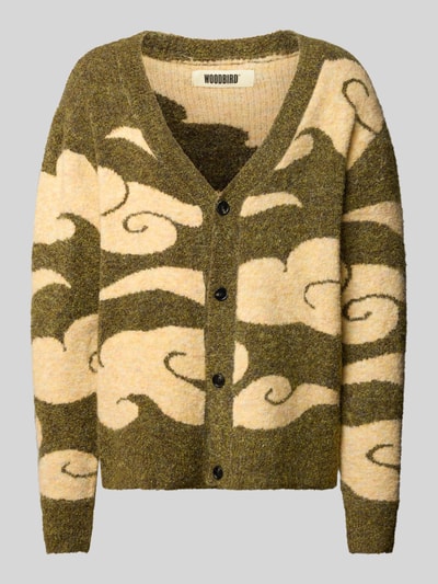 WOODBIRD Strickjacke mit V-Ausschnitt Khaki 2