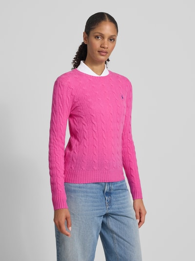 Polo Ralph Lauren Gebreide pullover van een mix van wol en kasjmier, model 'JULIANNA' Felroze - 4
