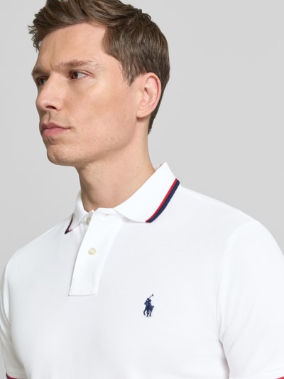 Polo Ralph Lauren Slim Fit Poloshirt aus reiner Baumwolle Weiss 3