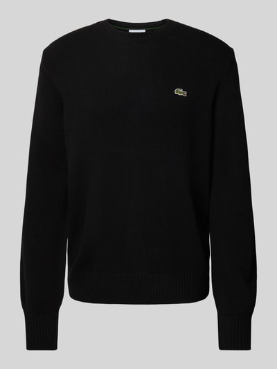 Lacoste Regular fit gebreide pullover van pure wol Zwart - 2