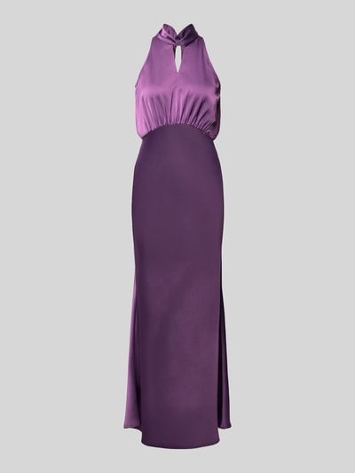 Produktfoto, Cocktailkleid mit Schlüsselloch-Ausschnitt Modell 'PELLA' von YAS, lila, Maxikleid, Material-Mix mit Stretch-Anteil, taillierter Schnitt