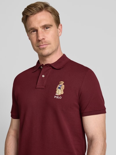 Polo Ralph Lauren Custom slim fit poloshirt met stitching Bordeaux - 3