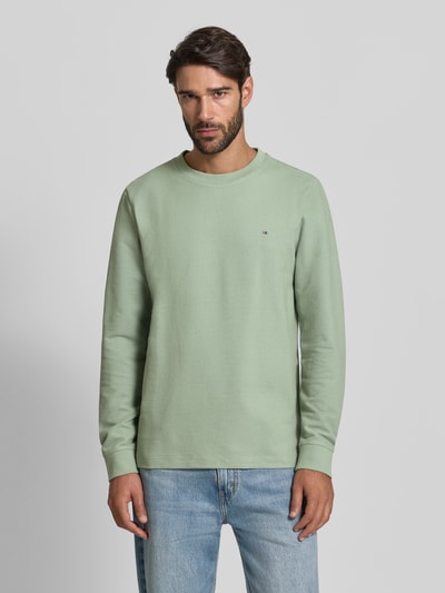 Christian Berg Men Shirt met lange mouwen, structuurmotief en ronde hals Rietgroen - 4