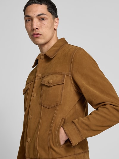 Officine Générale Jacke mit Druckknopfleiste Camel 3