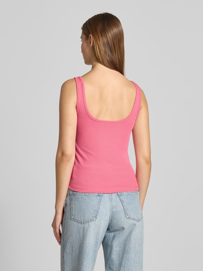 Guess Jeans Slim Fit Tanktop in Ripp-Optik mit Label-Stitching Fuchsia 5