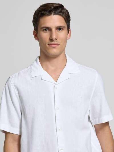 Wood Wood Regular Fit Leinenhemd mit Resortkragen Modell 'aaron' Weiss 3
