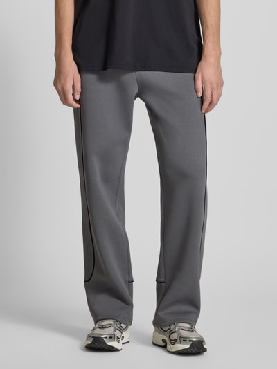 REVIEW Straight Leg Sweatpants mit elastischem Bund Dunkelgrau 4