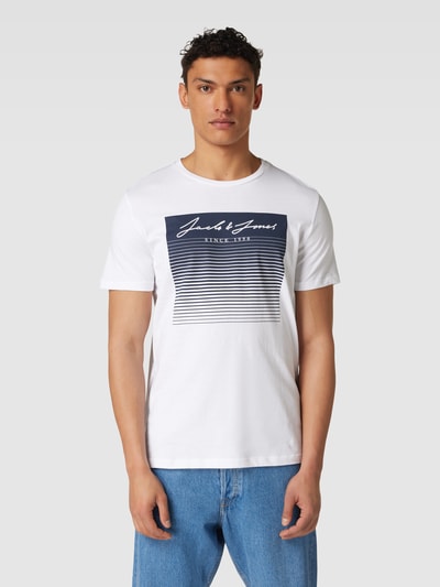 Jack & Jones T-Shirt mit Rundhalsausschnitt Modell 'STOKE' Weiss 4