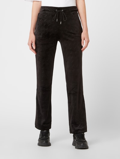 DKNY PERFORMANCE Sweatpants in fluweellook met all-over logo Zwart - 4