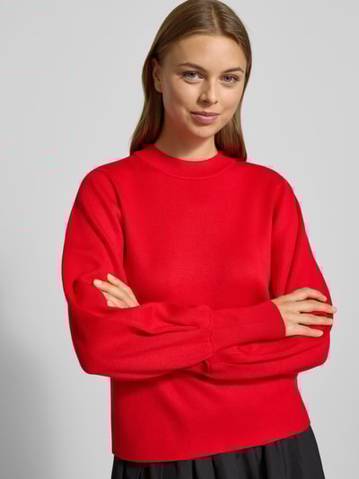 Jake*s Collection Strickpullover mit gerippten Abschlüssen Kirsche 3