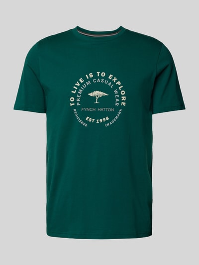 Fynch-Hatton T-shirt met labelprint Donkergroen - 2