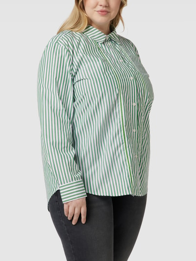 Tommy Hilfiger Curve PLUS SIZE relaxed fit overhemdblouse met streepmotief Lichtgroen - 4