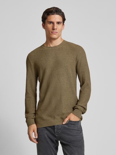 Jack & Jones Premium Gebreide pullover met ribboorden, model 'LUCAS' Olijfgroen - 4