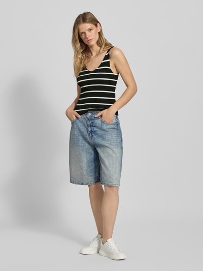 Only Slim fit tanktop van viscosemix, model 'MEDDI' Zwart - 1