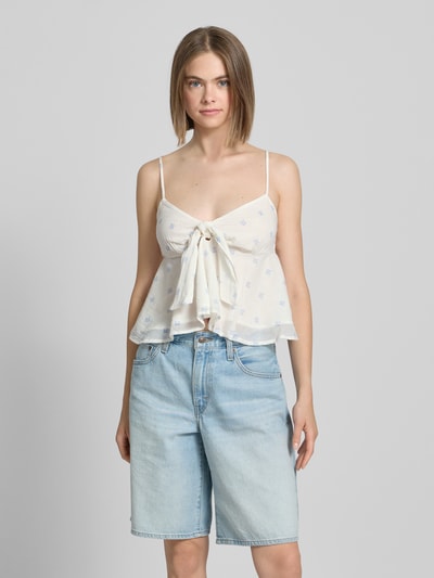 Gina Tricot Blusentop mit Spaghettiträgern und Knotendetail Bleu 4