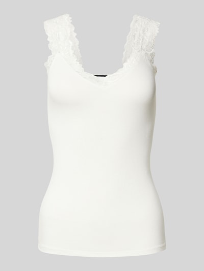 Vero Moda Regular fit top met bandjes en kant, model 'ROSA' Wit - 2