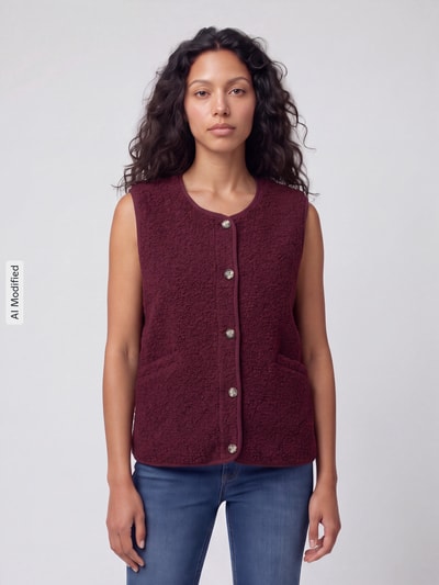ONLY Regular Fit Weste in Teddyfell-Optik Modell 'BABY' Bordeaux 4